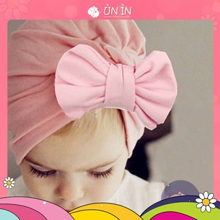 Nón sơ sinh vải cotton, tuban thắt nơ cho bé gái, nón sơ sinh size 0-12M N57