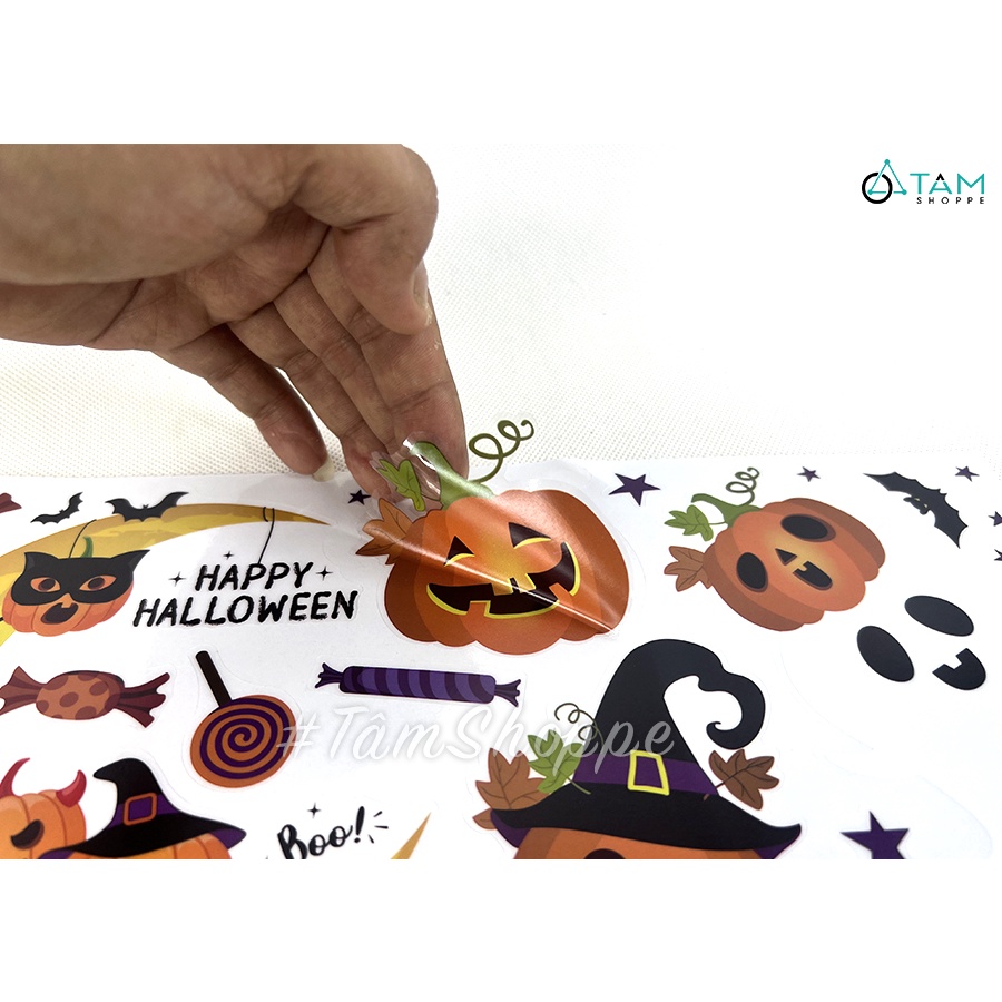 Set Decal Halloween dán kính không keo 30x20cm nhiều kiểu HLW-DECAL-05