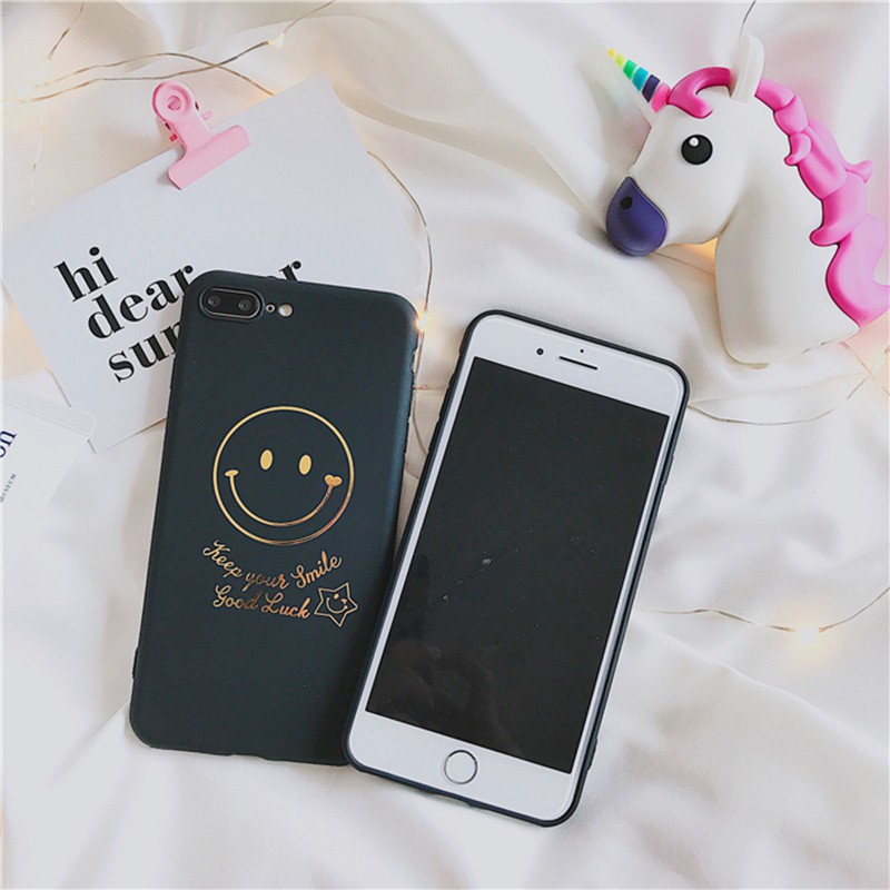 Gold Plating Smile Face Soft Case iPhone X iPhone 8 7 6 6S Plus Shockproof Cover iPhone X XS Max XR 11 Pro Max