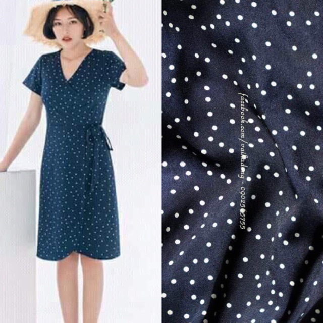 Váy cổ V chấm bi (xả bom)