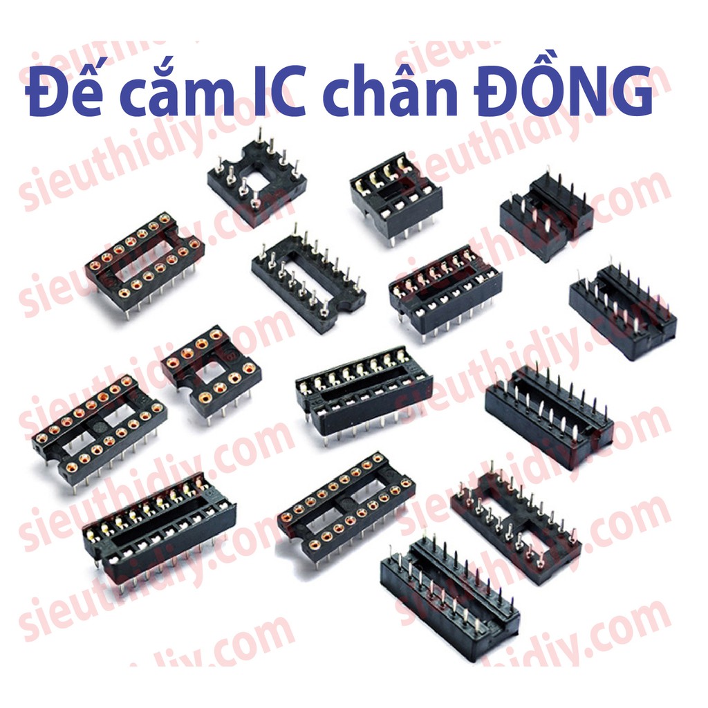 Đế cắm IC thường - lỗ tròn 6P/8P/14P/16P/18P/20P chân Đồng