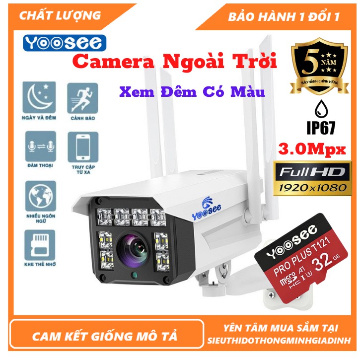 Camera Yoosee Ngoài Trời 3.0 MPx 4 Râu 1296 Pixel