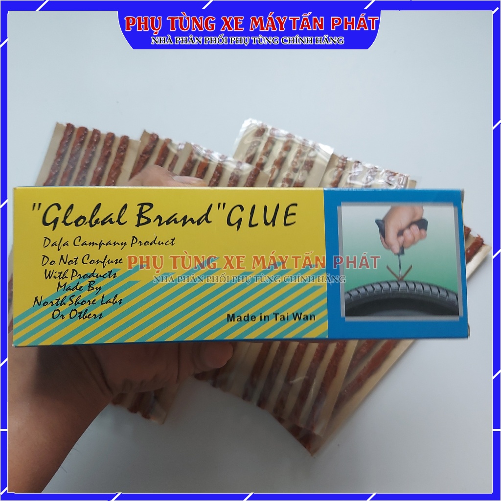 1 Hộp 6 Miếng Keo 20cm Hãng Tawan Đài Loan Vá Dùi Vá Lụi Vá Rút Lốp Không Săm (Combo N
