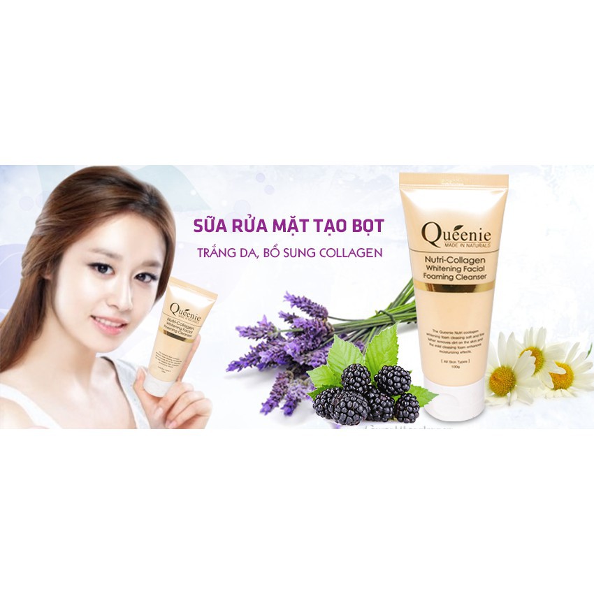 Sữa rửa mặt Queenie Nutri Collagen Whitening Facial Foaming Cleanser 100g