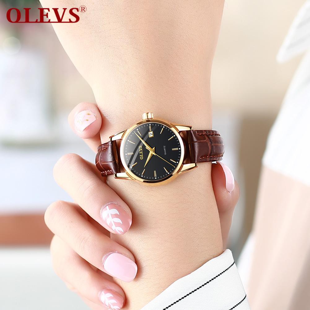 OLEVS 6898 Đồng Hồ Đôi Dây Da Chính Hãng Olevs, Kiểu Dáng Đẹp, Sang Trọng, Qùa Tặng Sang Trọng Cho Các Cặp Đôi | BigBuy360 - bigbuy360.vn