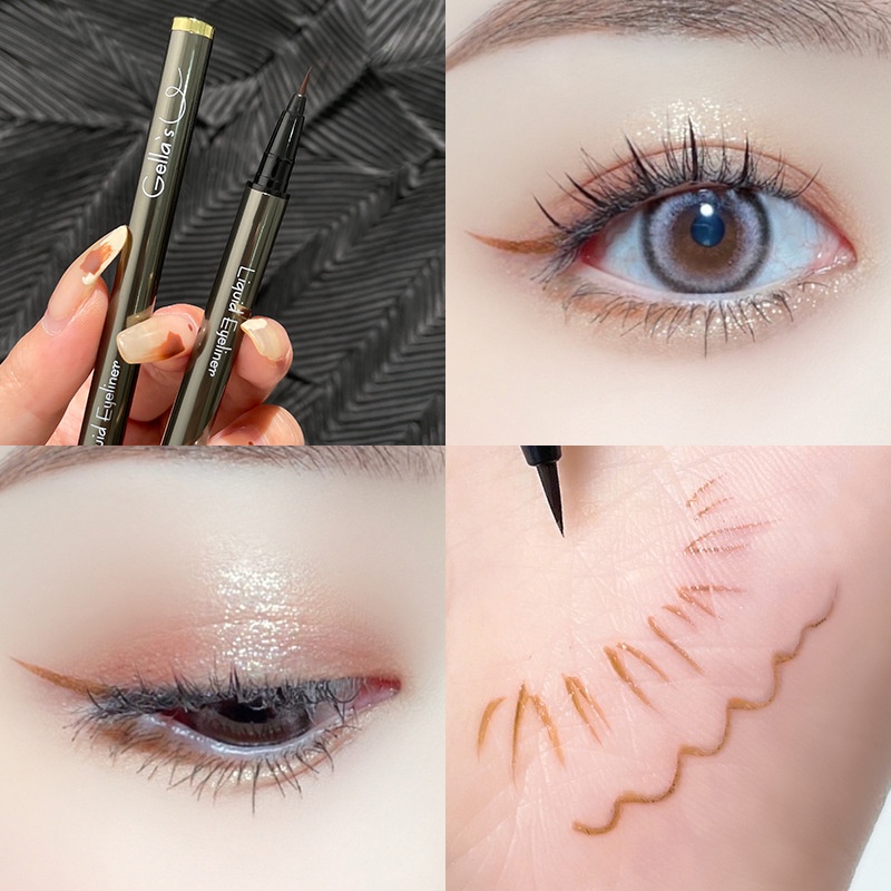 Gella's Bút kẻ mắt nước ngòi siêu mảnh 0.08mm Bút kẻ bọng mắt Brown