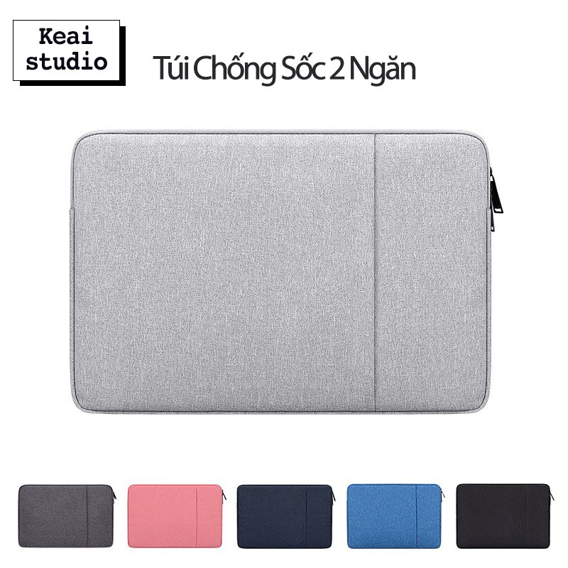 Túi chống sốc laptop, macbook 2 ngăn chống nước size 13.3 inch, 14 inch, 15 inch, 15.6 inch ins Keai Studio