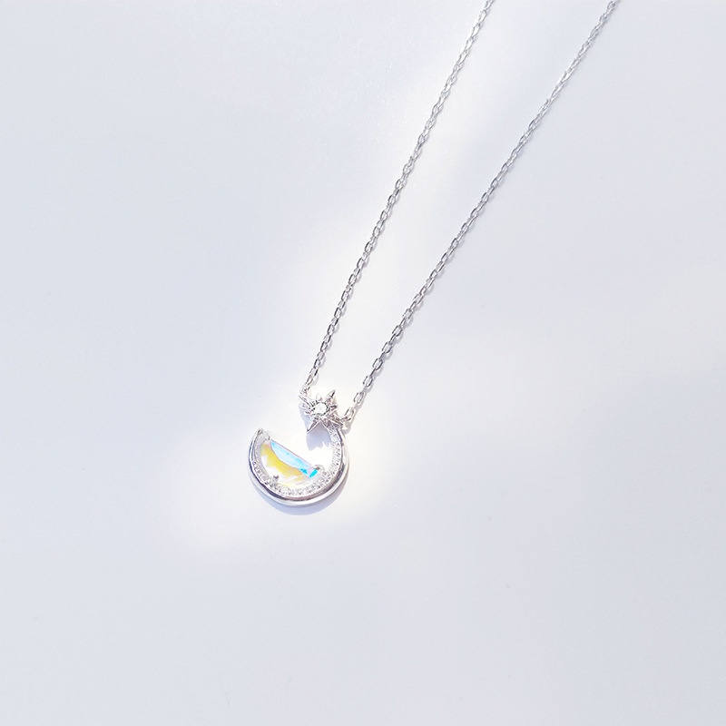 Vòng cổ hợp kim mặt hình mặt trăng ngôi sao đính đá zircon sang trọng cho phụ nữ