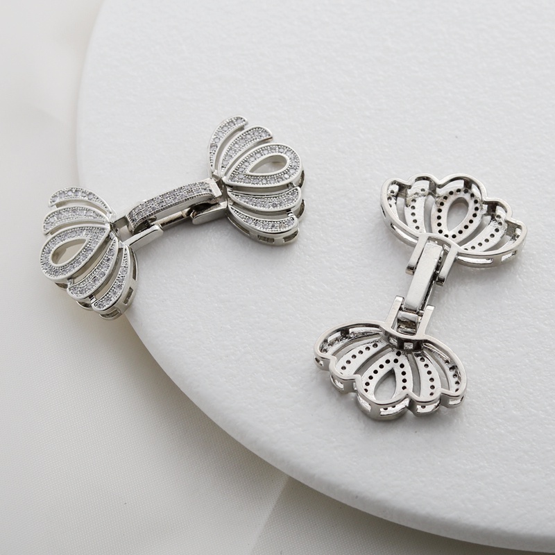 Đầu Khóa Cài Dây Chuyền / Vòng Tay Hai Đầu Bướm Dát Đá Zircon Màu Sắc 14k diy