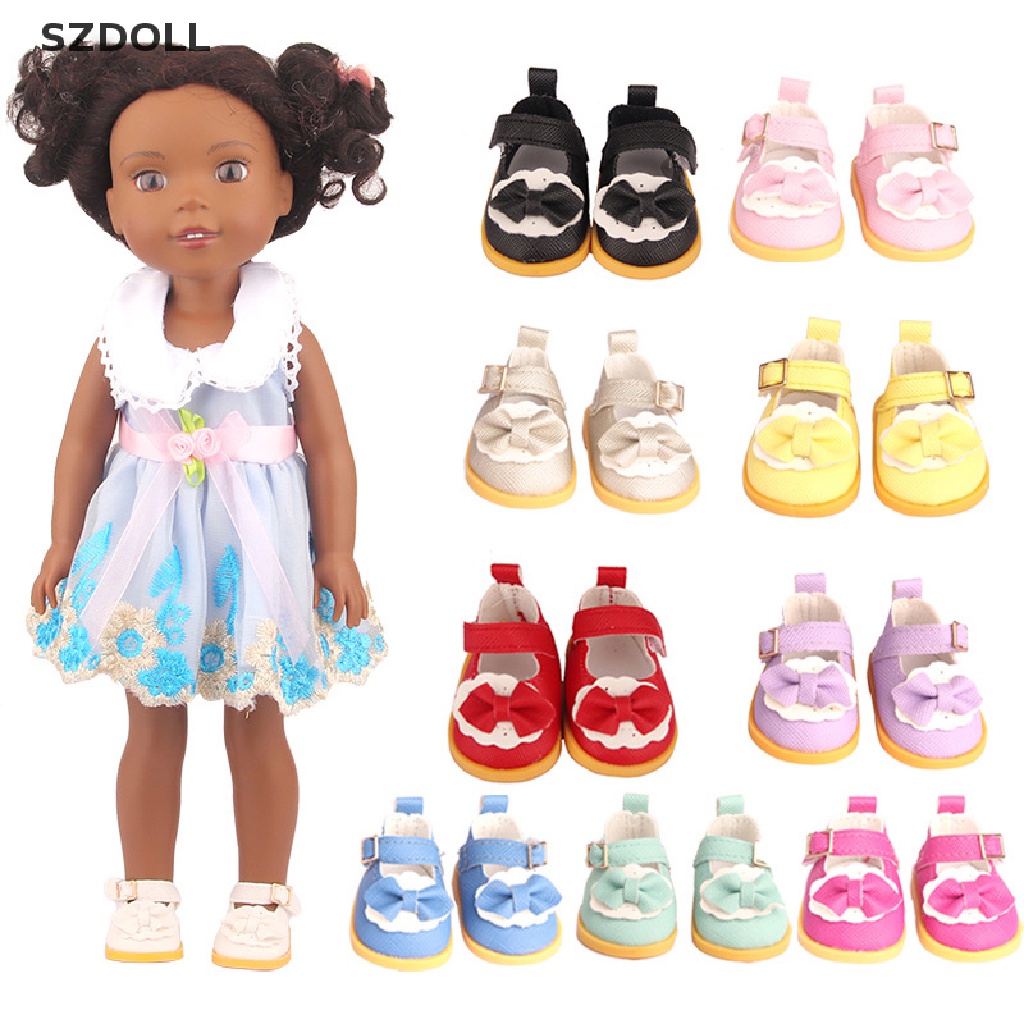 Giày búp bê đính nơ bằng da PU 5cm cho búp bê Mỹ & EXO 14 Inch 1/6
