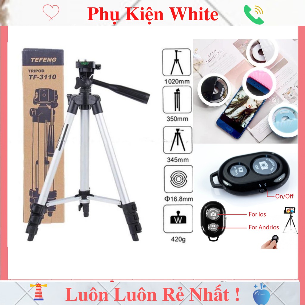 Gậy 3 chân chụp hình máy ảnh, điện thoại Tripod TF - 3110, Tripod chụp ảnh livetream, Chân đế điện thoại quay tiktok