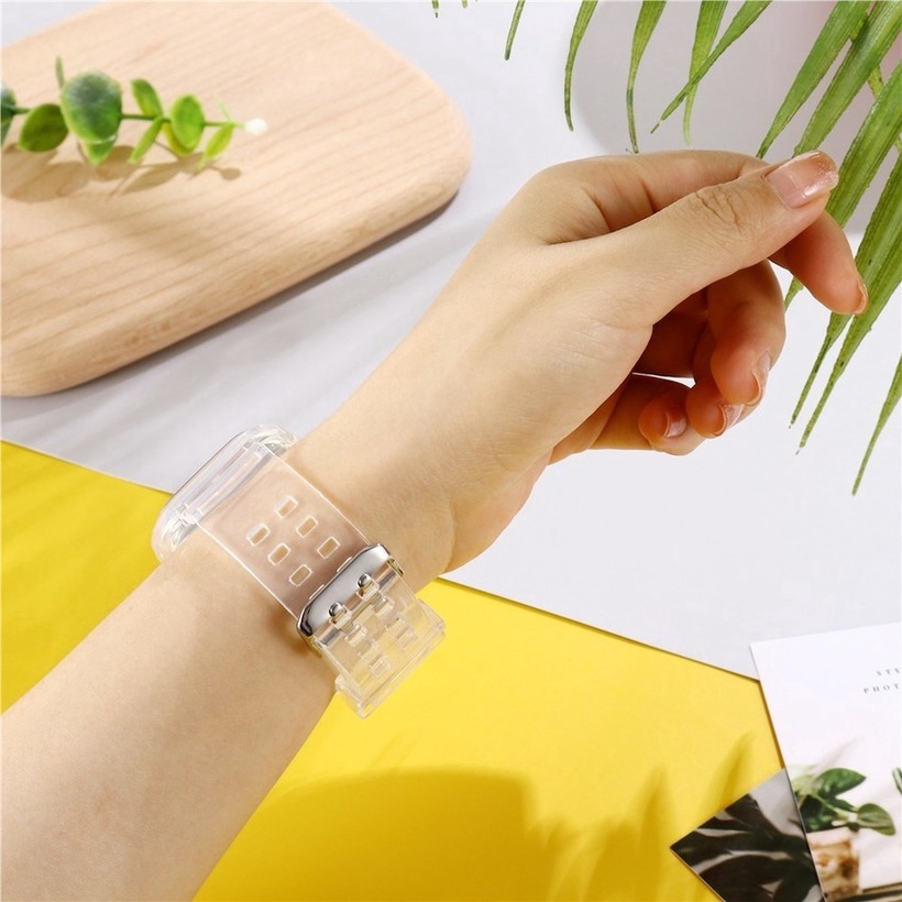 Dây Đeo Silicone Trong Suốt Cho Đồng Hồ Apple Watch 44mm 40mm 2 Trong 1 38mm 42mm Cho Iwatch Se 6 5 4 3 2 1