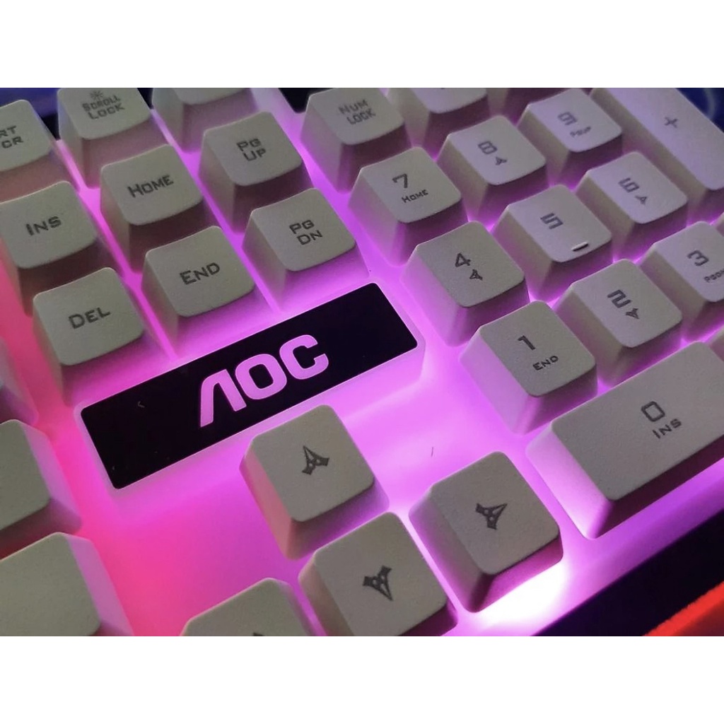 Combo Phím Có Dây Giả Cơ và Chuột Chuyên Game AOC KM100 Led 7 Màu