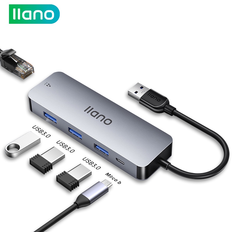 Hub đầu chia nguồn mạng LAN llano USB3.0 RJ45 USB/Type-C dành cho Switch