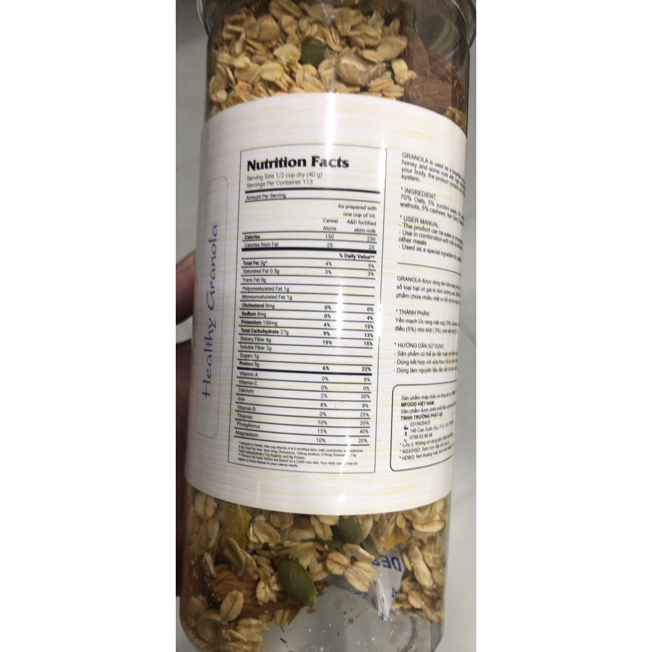 NGỦ CỐC ĂN LIỀN GRANOLA 500G DẠNG HỦ
