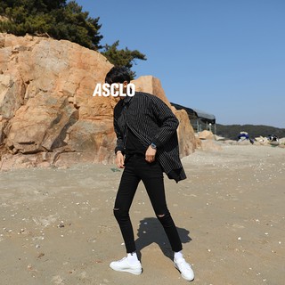 Quần jean rách 2 gối co giãn tốt dáng slim fit