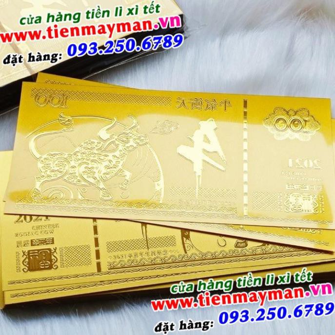 Combo 10 Tờ: Tiền Plastic Hình Con Trâu Vàng Lì Xì Tết 2021 - Tết Tân Sửu