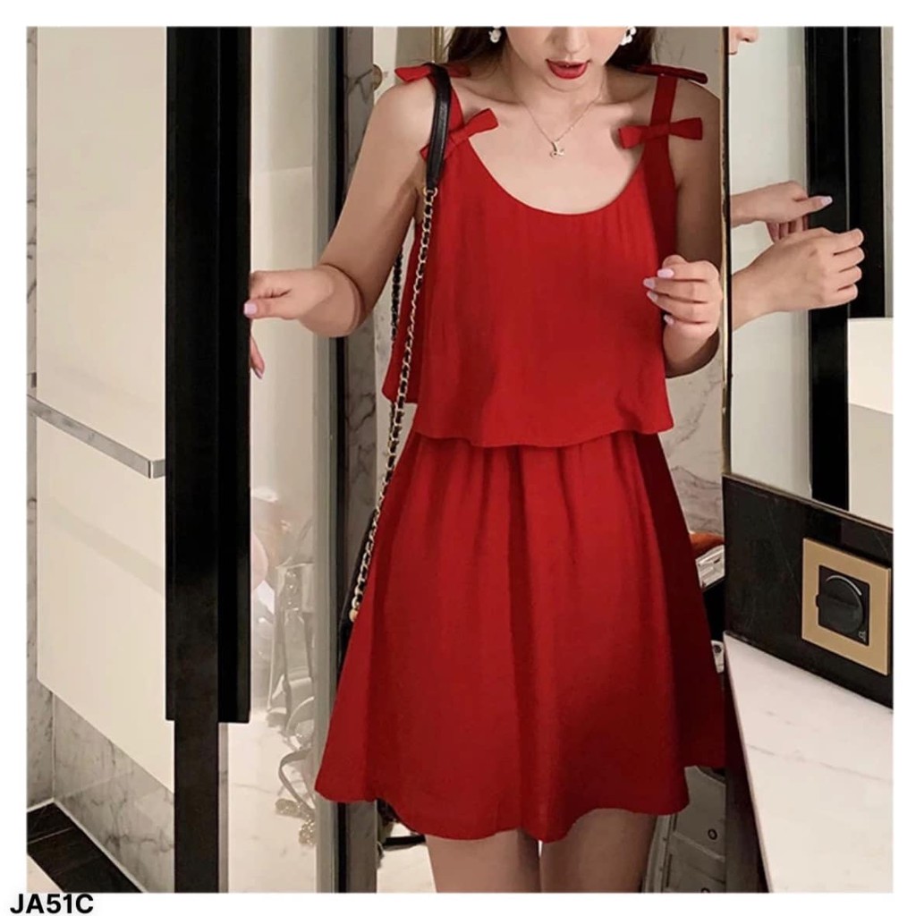 Jumpsuit nữ ngắn 2 dây nơ CHIBEST JA51