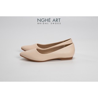 Giày cưới Nghé Art basic bệt búp bê bít mũi 194-1p-da