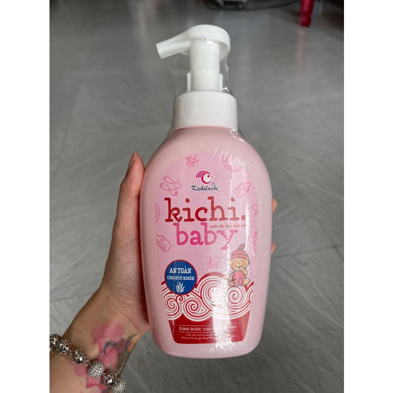 Nước rửa bình thảo mộc KICHILACHI, rửa bình và dụng cụ ăn dặm cho bé an toàn, không độc hại, hàng chuẩn công ty