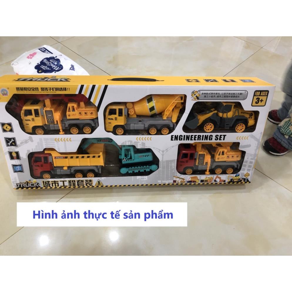 Bộ đồ chơi mô hình ôtô các loại xe xây dựng BBS: máy xúc, xe tải, cần cẩu...cho trẻ em, đồ chơi cho bé thoả sức sáng tạo