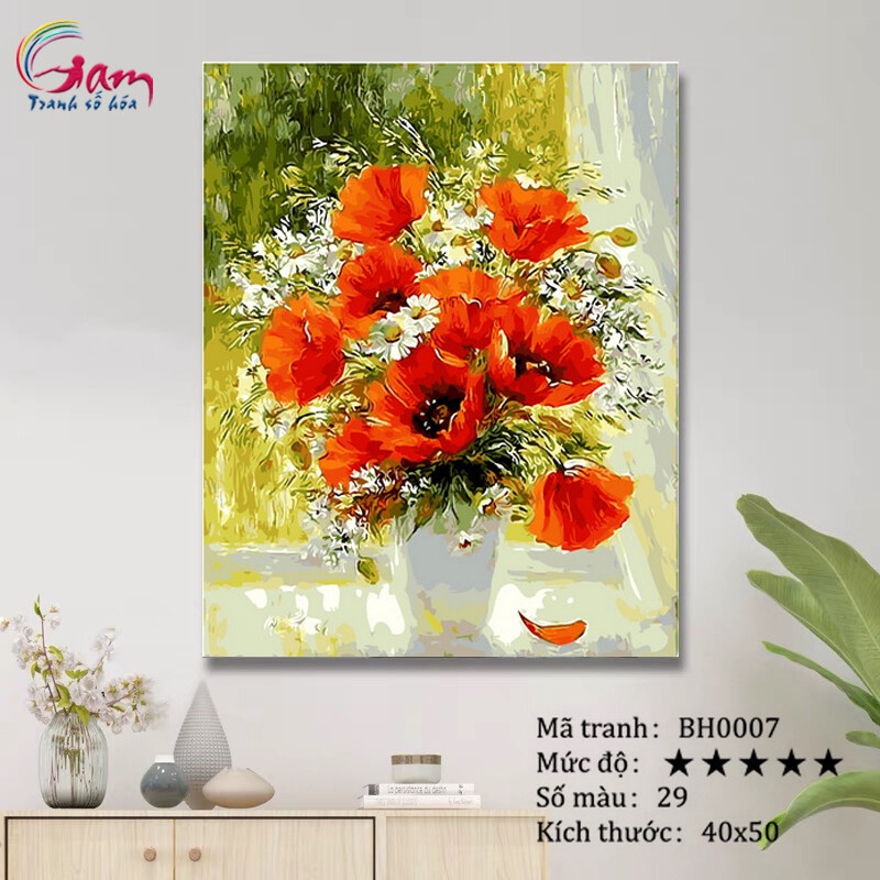 Tranh sơn dầu số hoá DIY tự vẽ GAM Hoa anh túc mã BH0007