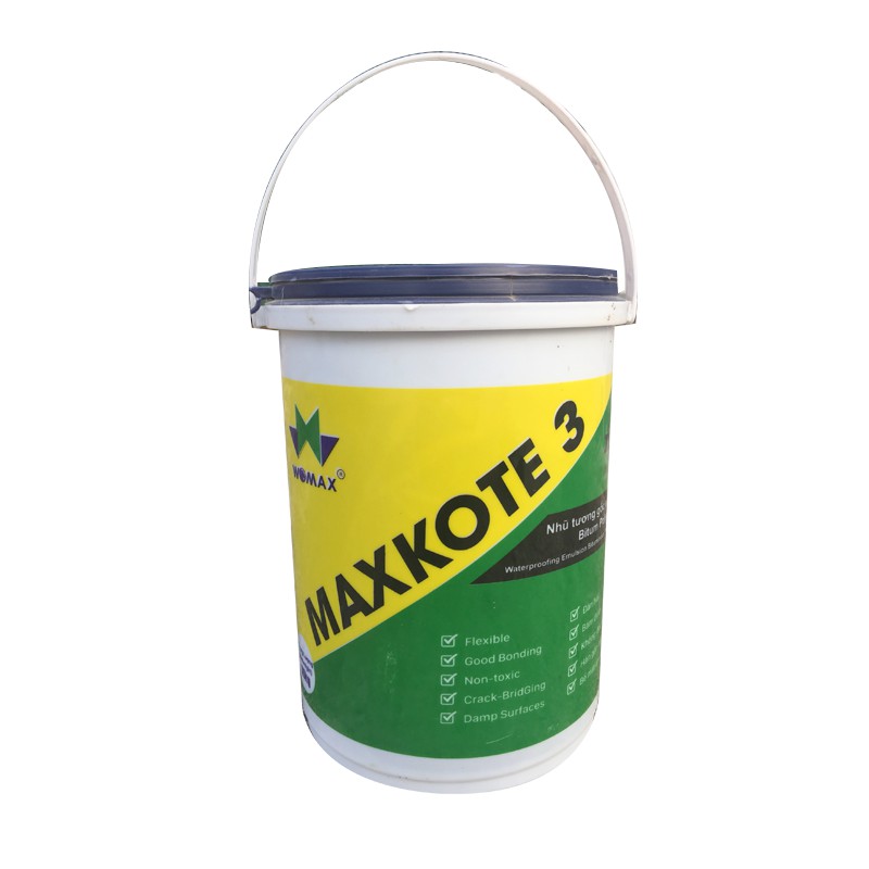 Maxkote 3 (Thùng 5kg) - Màng nhũ tương chống thấm đàn hồi Bitum Polyme gốc nước