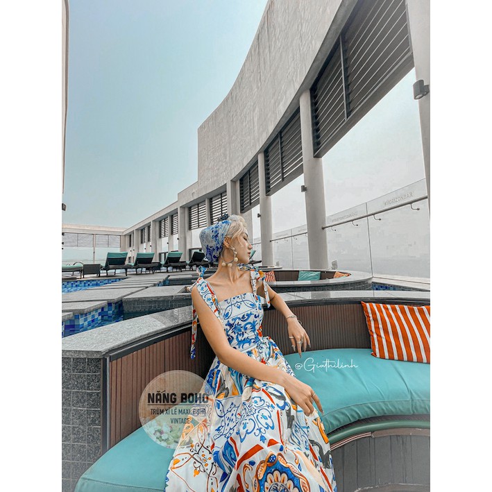 Váy hoạ tiết vintage phong cách tiểu thư | BigBuy360 - bigbuy360.vn