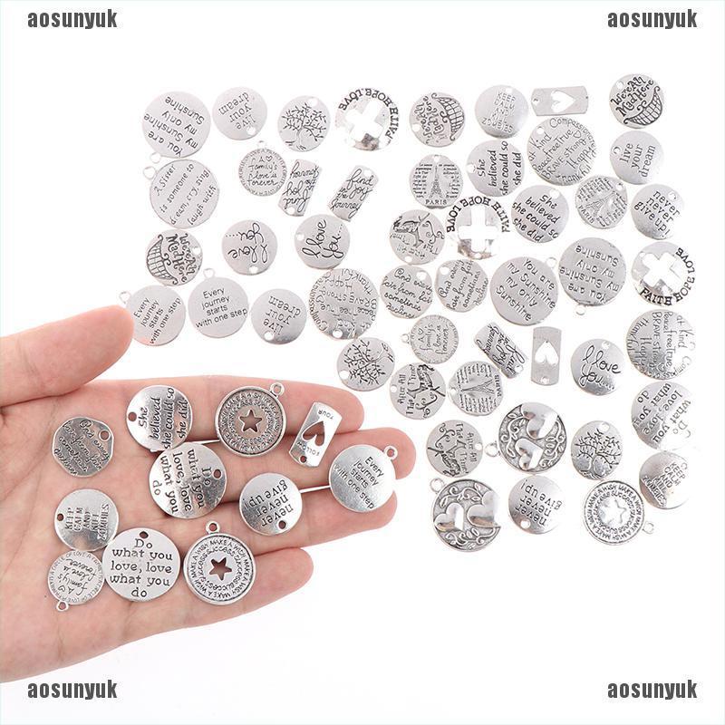 CHARMS Bộ 20 / 60 Mặt Dây Chuyền Khắc Chữ Ý Nghĩa