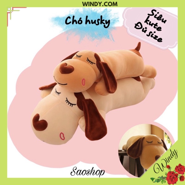 Gối ôm chó Husky chất liệu bông cao cấp đủ size 70cm, 100cm windy.com