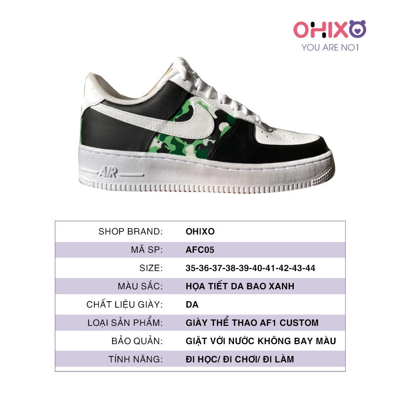 Giày Custom 𝐍𝐈𝐊𝐄 𝐀𝐈𝐑 𝐅𝐎𝐑𝐂𝐄 Thể Thao Nam Nữ Sneaker Hàn Quốc Chất Đẹp Đế Bằng OHIXO AFC05