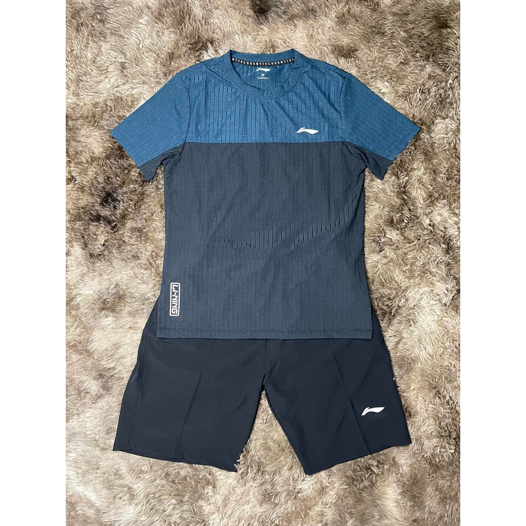 Bộ quần áo ngắn tay nam , áo hè cộc tay LINING cao cấp dành cho nam co dãng thoáng mát