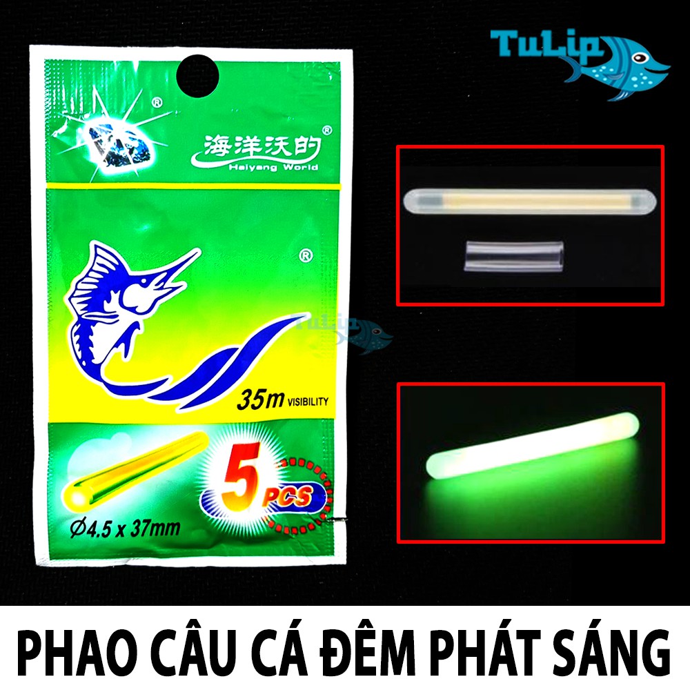 Phao Câu Cá Đêm Phát Sáng - Gói 5 Phao - Phao Câu Cá Rô Phi, Cá Chép,...