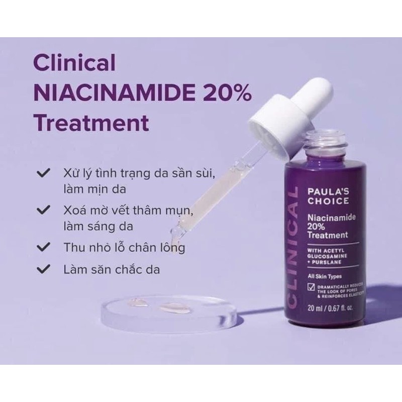 PC Niacinamide 20% Treatment 20ml, tinh chất se khít lỗ chân lông