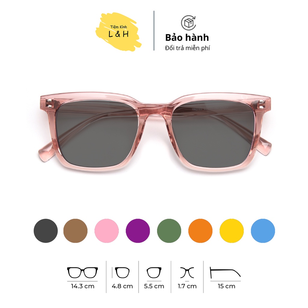 Kính Râm Chống UV 2163 Gọng Hồng, Mắt Chọn Màu Dành Cho Nam Nữ [KHÔNG CẬN - CÓ CẬN]