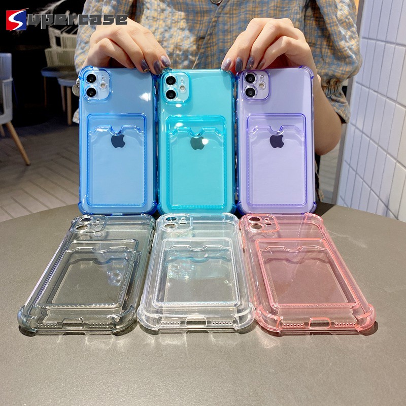 Case For iPhone 12 Pro Max 11 Pro Max XR Cover Transparent  Anti-fall Shockproof Soft TPU Phone Casing Card holder | BigBuy360 - bigbuy360.vn