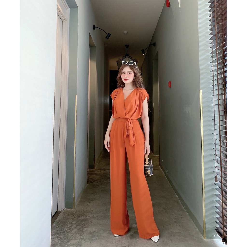 Bộ Quần Áo Nguyên Set Quần Phối Áo Xếp Ly Vai Quần Suông Màu Xanh Nude Cam Hàng Hiệu Form Dáng Chuẩn Thoải Mái Sành Điệu | BigBuy360 - bigbuy360.vn