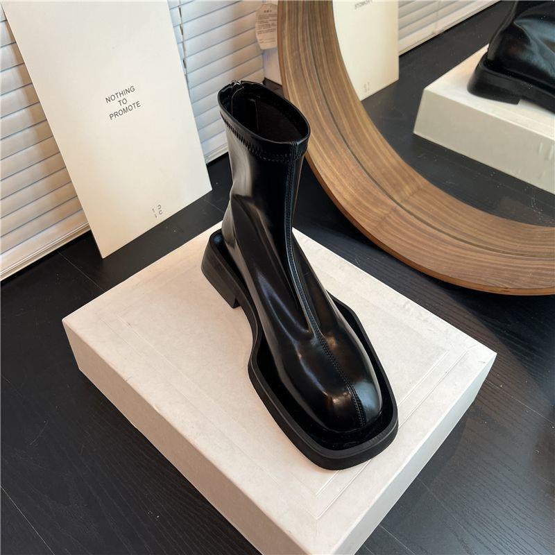 Giày Bốt Martin Mỏng Mũi Vuông Đế Dày Thời Trang Thu Đông 2022 Cho Nữ