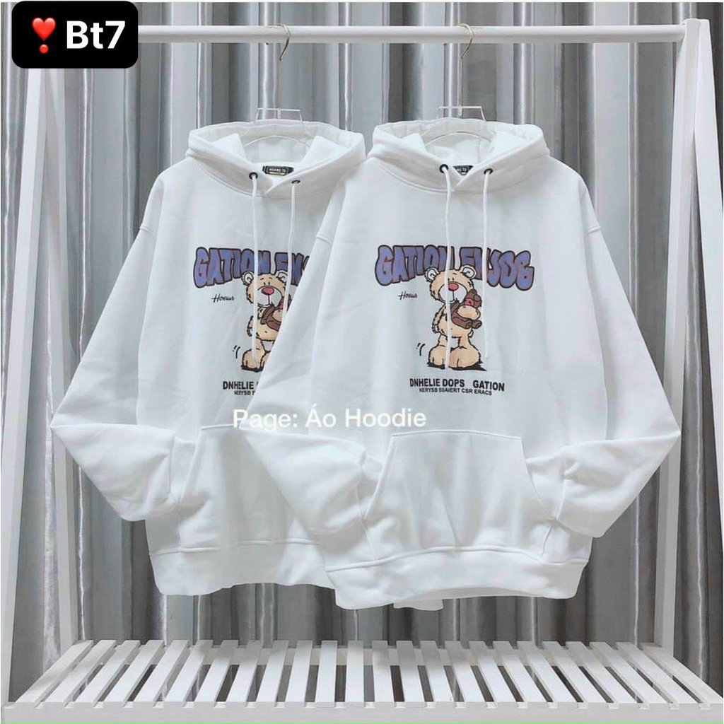 áo khoác hoodie nỉ mới form rộng siêu đep in hình gấu bông siêu dễ thương
