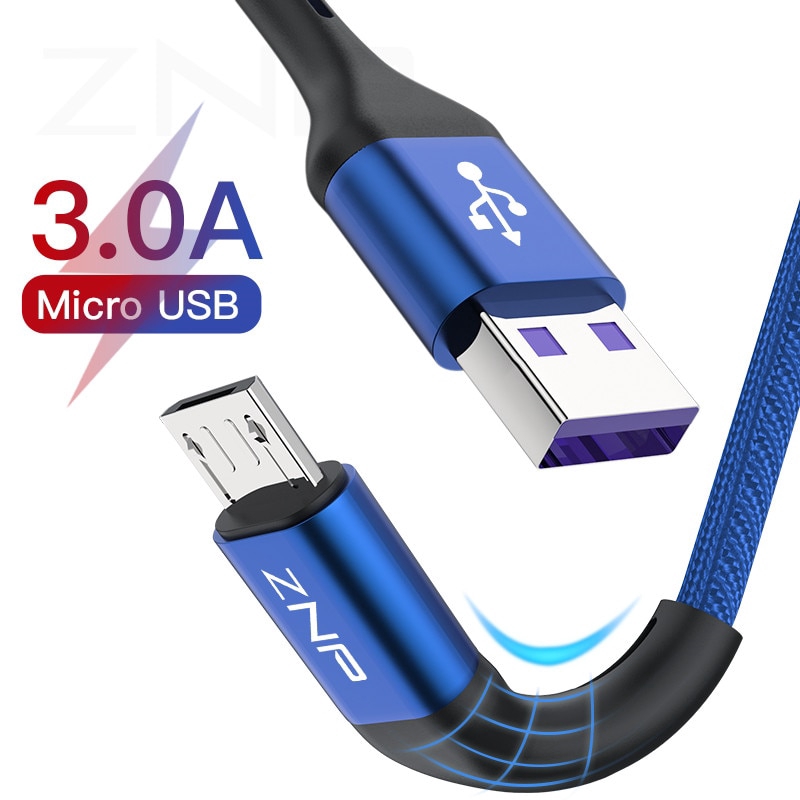 Cáp micro USB ZNP 1m 2m Sạc nhanh cho Xiaomi Redmi Note 5 Pro Cáp dữ liệu điện thoại di động Android cho Bộ sạc Samsung S7 Micro