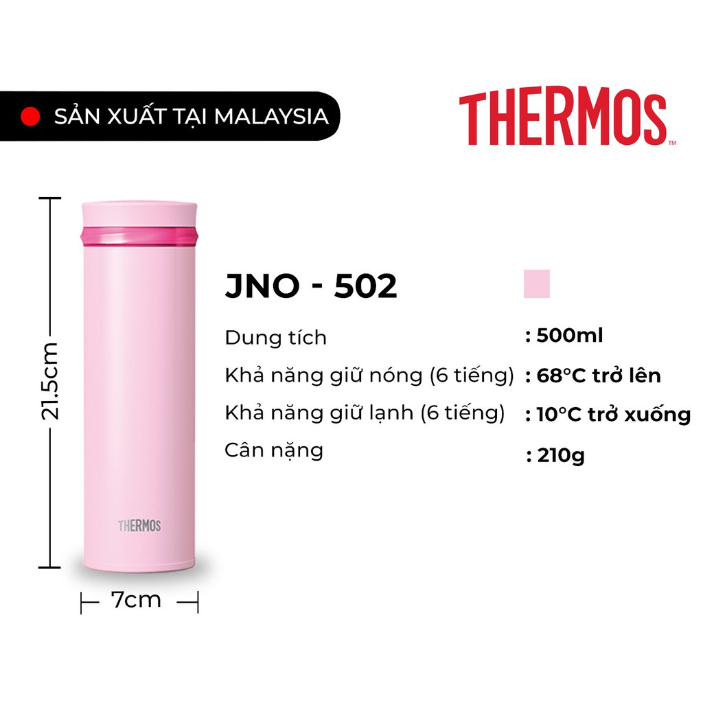 COMBO Chị Em Chúng Mình. Bình giữ nhiệt Thermos nút bấm 500ml màu đỏ  + nắp vặn 500ml màu hồng dành cho đôi bạn cá tính.
