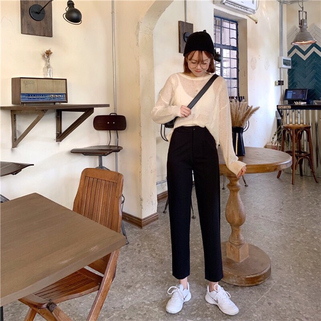 Quần baggy vải đen trơn form dáng chuẩn | BigBuy360 - bigbuy360.vn