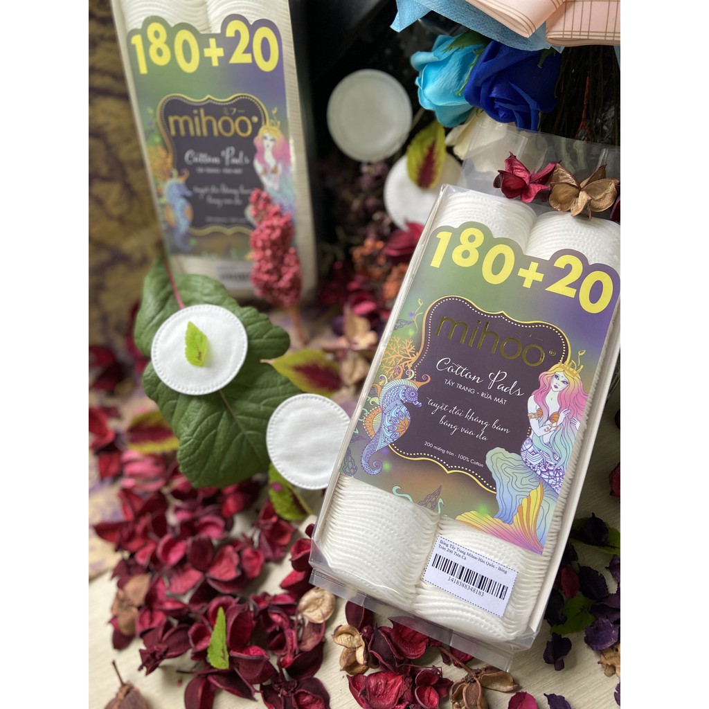 BÔNG TẨY TRANG MIHOO 180+20 MỀM MẠI, SẠCH DA MẶT ( CHÍNH HÃNG ) | BigBuy360 - bigbuy360.vn