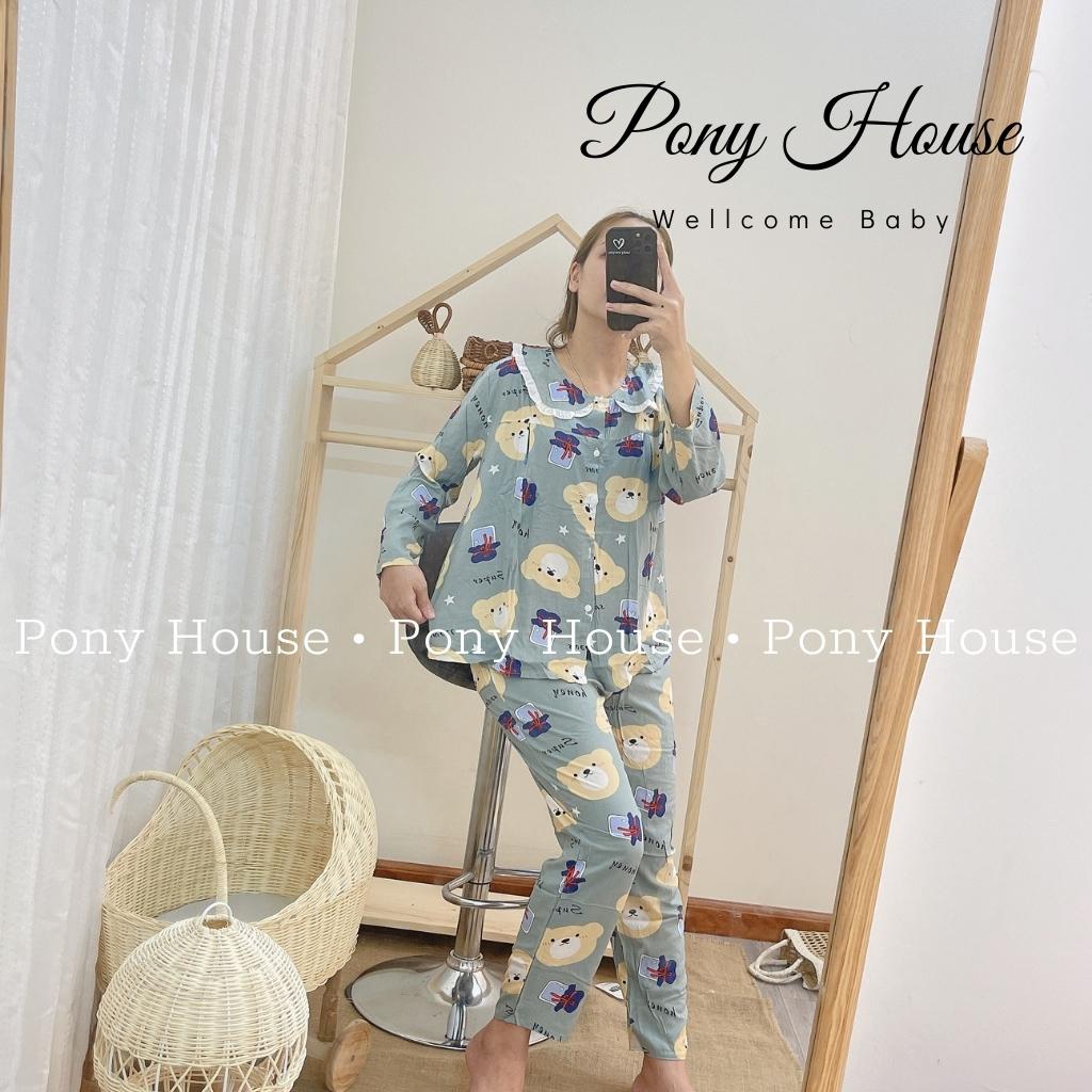 Bộ Bầu Sau Sinh Dài Tay Lanh Siêu Mát, Có Khóa Cho Con Bú (Free Size 45-58kg)