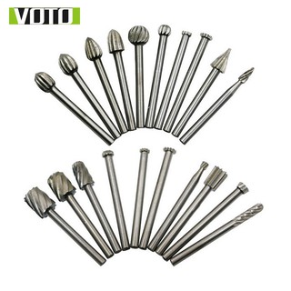 Bộ 20 Đầu Mũi Mài Khắc Làm Gỗ Lũa Phủ Titanium Cán 3mm