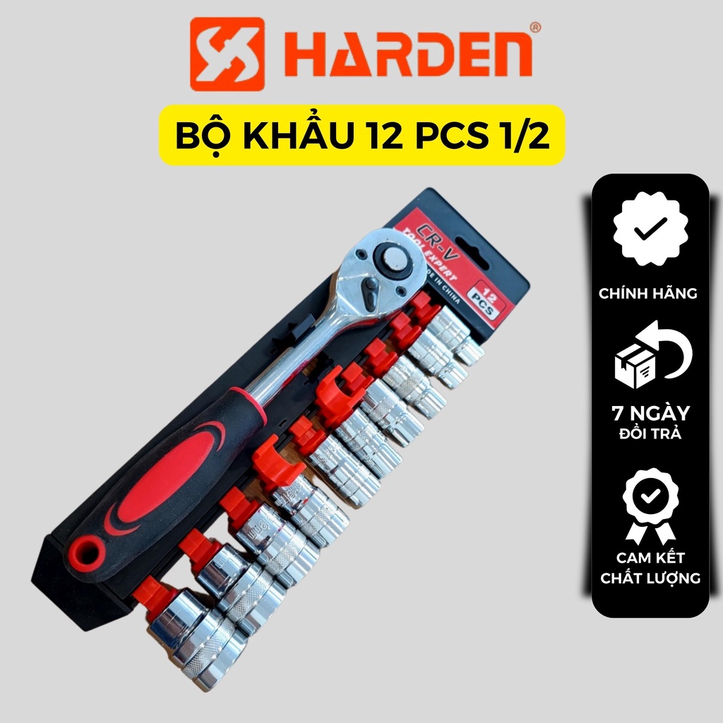 Bộ tuýp khẩu 12 chi tiết ½” - Cần tự động cán bọc kèm nối khẩu - Thép CR-V