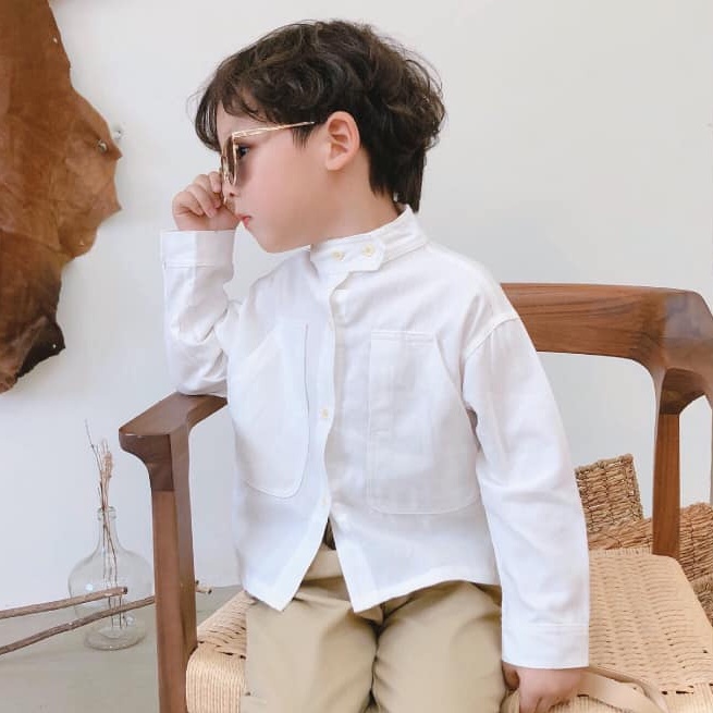 Áo Sơ mi trắng dài tay cho bé trai 1 2 3 4 5 6 7 tuổi DHK061 Quần áo trẻ em
