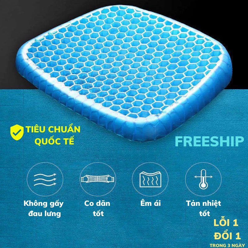 Đệm Ngồi 3D Thoáng Khí Đệm Gel Tổ Ong Lót Ghế Ngồi Sun.z