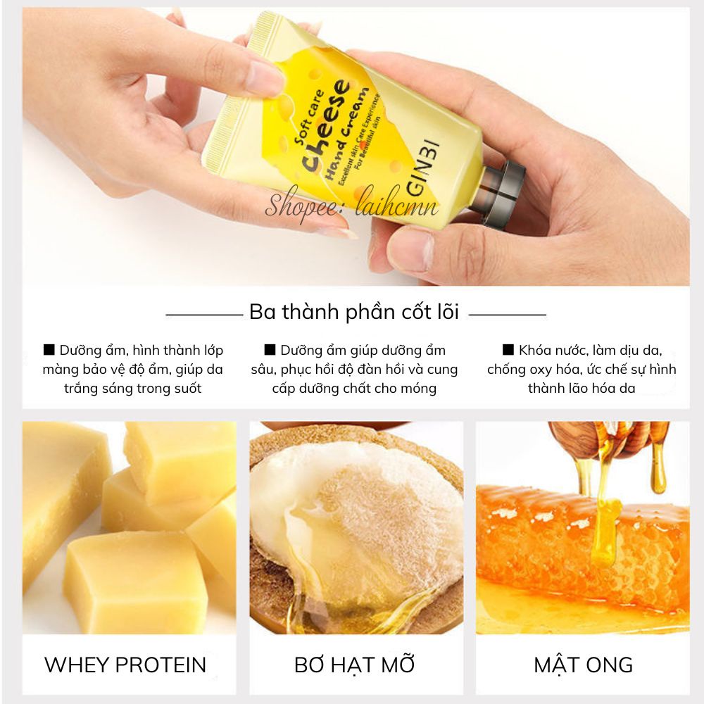 Kem Dưỡng Tay Phô Mai Ginbi 50g Cheese Hand Cream Dưỡng Ẩm, Dịu Nhẹ, Sáng Da, Chống Khô Da, Nứt Nẻ, Chăm Sóc Làn Da