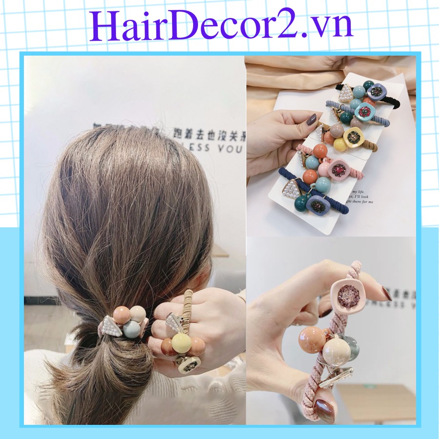 Dây cột tóc nhiều kiểu loại to màu sắc bắt mắt xinh xắn cho nữ